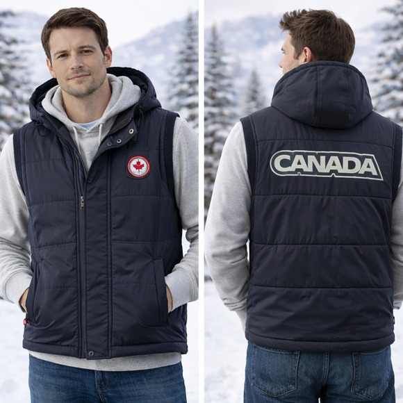 HBCali Other - Canada Olympic Team Jacket Mens Small Blue Turin 2006 Hooded Puffer Vest HBC